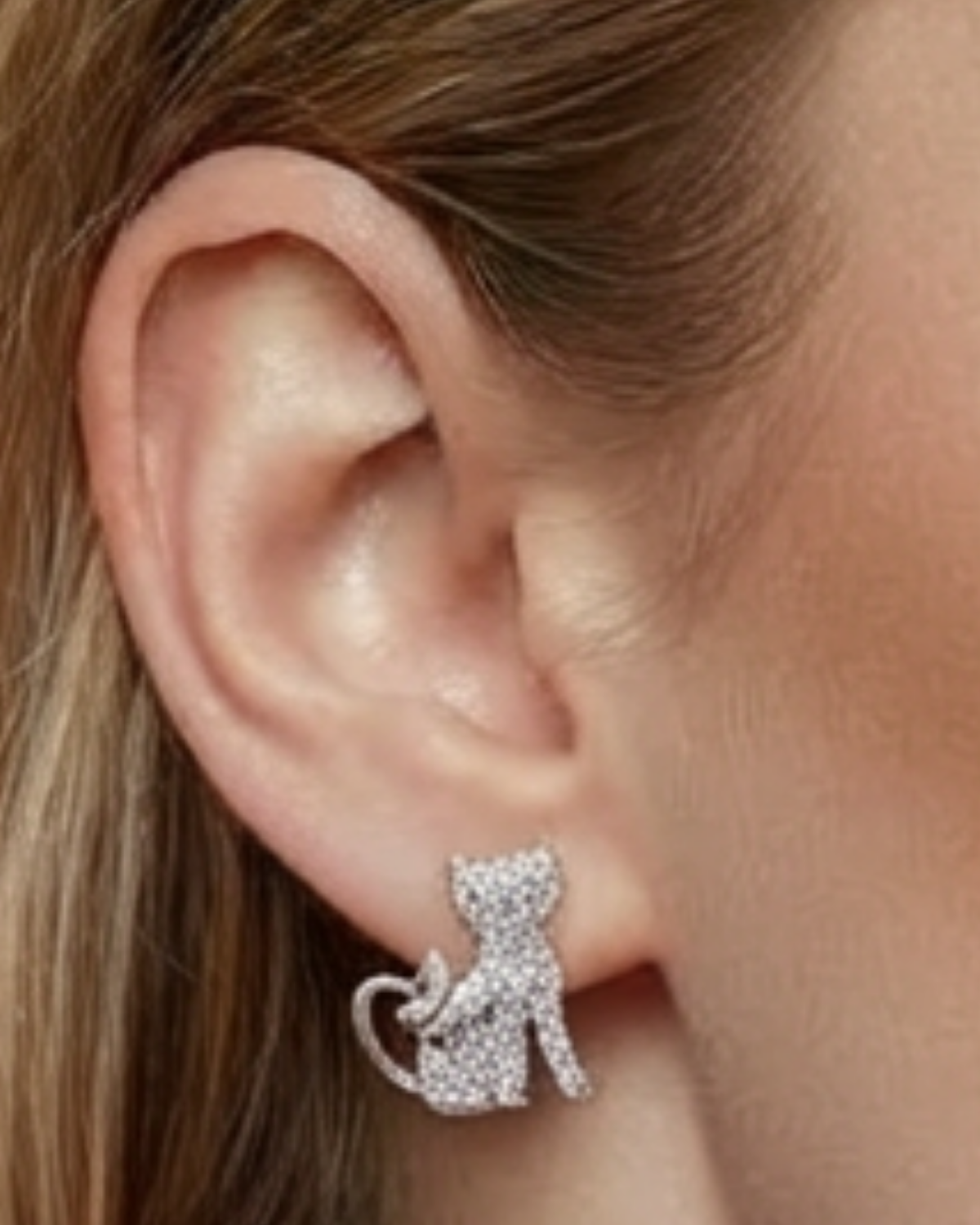 Felena Silver Cat & Butterfly